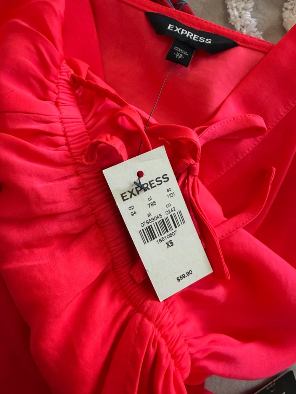Express Bright Red Spaghetti-Strap Wrap Mini Dress - Picture 4 of 4